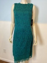 Sharango Teal Sleeveless Lace Overlay Dress Size 10 NWT - £37.21 GBP