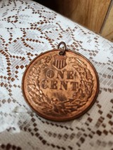 Vtg Faux 1893 Indian Head Penny  2&quot; Coin Copper Tone Necklace Pendant.  ... - $27.21 CAD