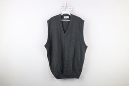 Vintage 90s Izod Mens XL Spell Out Knit V-Neck Sweater Vest Gray USA Acrylic - £40.16 GBP