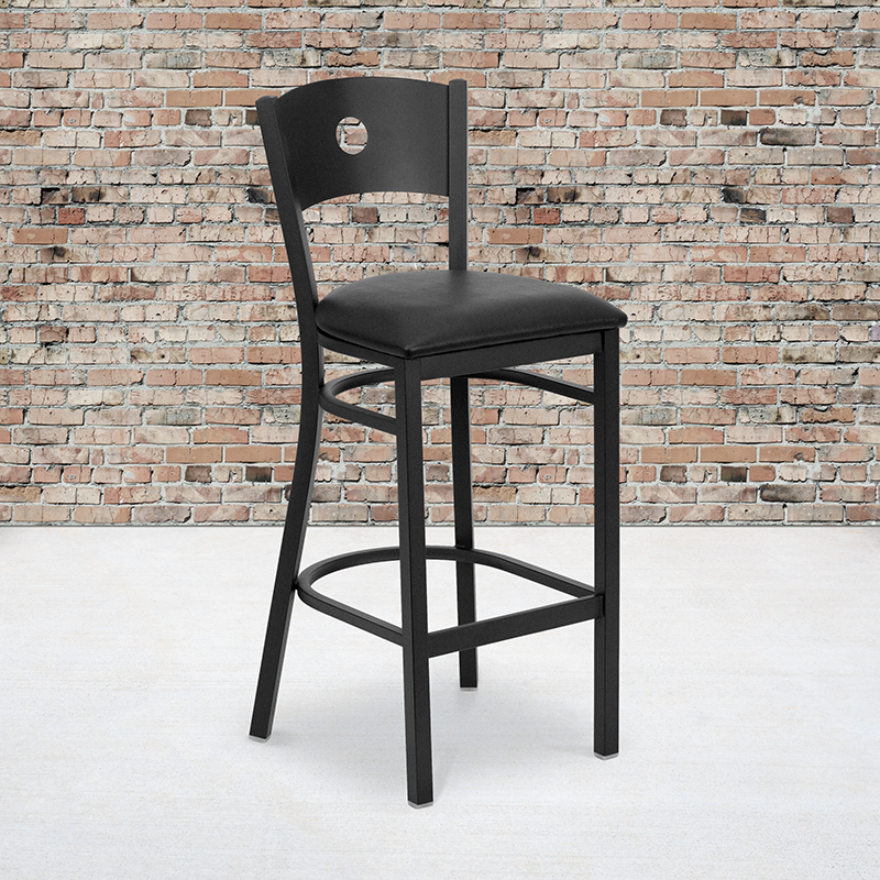 Black Circle Stool-Black Seat XU-DG-60120-CIR-BAR-BLKV-GG