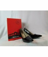 NIB Rialto Black Heel With Shine Pointed Toe Silver Circle Heel Accent 8.5M - $699.91 MXN