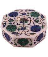 5&quot;x5&quot;x2&quot; White Jewelry Vintage Box Lapis Inlay Pietradura Art Christmas ... - £288.24 GBP