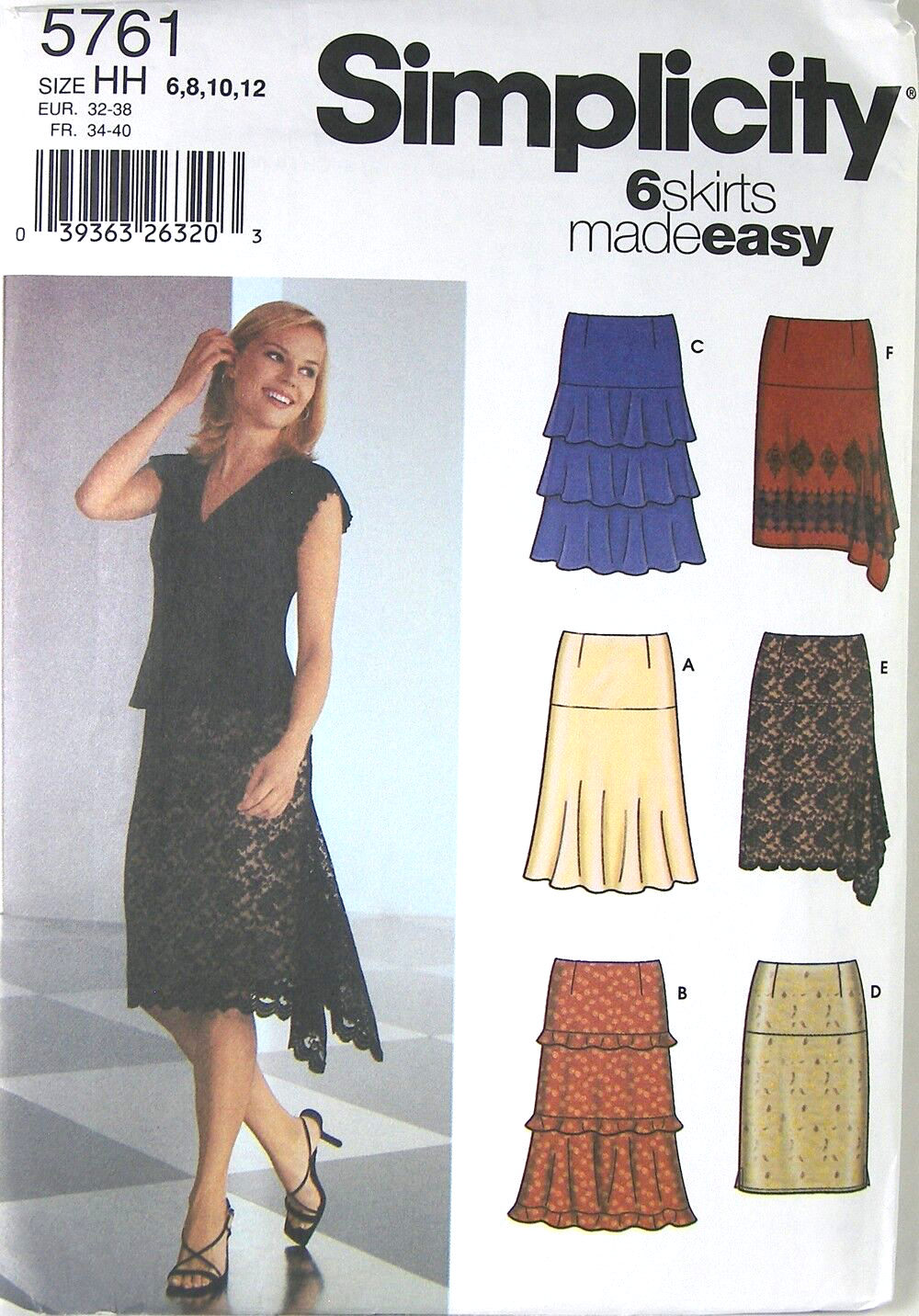 SIMPLICITY 5761 Uncut Sewing Pattern 6 Skirts Size HH 6 8 10 12 New 2002 - £7.01 GBP