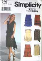 SIMPLICITY 5761 Uncut Sewing Pattern 6 Skirts Size HH 6 8 10 12 New 2002 - £6.95 GBP