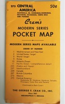 Vintage 1950&#39;s Cram&#39;s Modern Series Pocket Map Central America 275 - £9.58 GBP