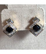 Vintage D&#39;orlan Bijoux Black Clear Crystal Gold-Tone Omega Back Earrings... - $37.39