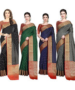 Women Banarasi Silk Saree &amp; Blouse Wedding Party Daily Drape Indian Wear... - £29.23 GBP