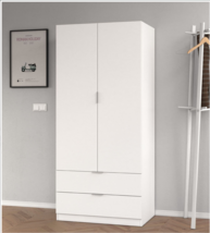 Cairo Artic White Compact 2 Door 2 Drawer Space-Saving Wardrobe - £257.84 GBP