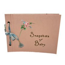 Antique Snapshots of Baby Painted Floral Scrapbook Photo 7.25 x 5.5&quot; Pink - £16.63 GBP
