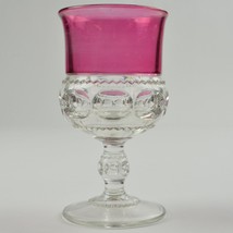 Tiffin Franciscan Glass King&#39;s Crown Cranberry Flashed Top Only Water Goblet - £11.41 GBP