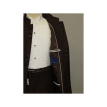Mens Apollo  King  Banded Collarless suit Chinese Mandarin Wide leg AG94 Brown image 6