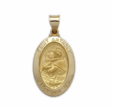 14K Gold Oval St. Anthony Medal Patron Of List Articles Necklace - £218.16 GBP