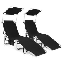 Adjustable Outdoor Beach Patio Pool Recliner with Sun Shade-Black - Colo... - $2,524.44 MXN