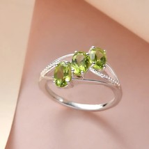Gorgeous Brand New Peridot 3 Stone Ring in Sterling Silver 1.50 ctw - Size 7 - £16.77 GBP