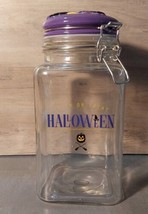 Halloween Trick or Treat Candy Jar Glass Latched Lid w Rubber Seal Witch... - £25.83 GBP