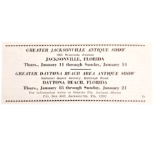 1967 Jacksonville &amp; Daytona Beach Antiques Show Advertisement Event F13B - $19.99