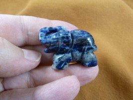 Y-ELE-554 Blue White Elephant Gemstone Carving Gem Figurine Safari Zoo Trunk Up - £11.08 GBP