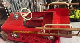 Vintage Pedal Fire Truck Ride On Car Metal Firefighter Toy 42” Red image 7
