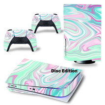 For PS5 Disc Edition Console &amp; 2 Controller Ombre Pearl Vinyl Wrap Skin Decal  - £12.71 GBP