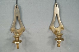 Vintage Set PWF India Brass Metalware Wall Sconce Taper Candleholders 10.5&quot; Tall - £43.43 GBP