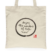 Calligraphy Tote Bag Enjoy The Wonders Of Life Now Handbag Cotton Women ... - £13.15 GBP
