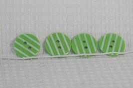 Novelty Buttons (new) 3/4&quot; (4) LIME STRIPE #12 - $4.14