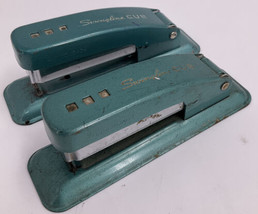 Vintage Stapler Swingline CUB Green deco green vtg mcm Made in USA Lot of 2 TWO - £31.18 GBP
