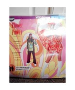 Woman Flower Power Costume 70&#39;S SZ S 4 6 Headband Dress Glasses Hallowee... - $17.81