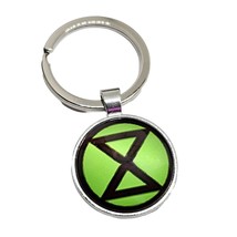 Extinction Rebellion Keyring, 30mm Ring Green and Black - $5.91