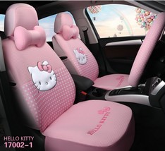 Hello Kitty Cartoon Car Seat Covers Set Universal Car Interior Cover Pink - £133.67 GBP
