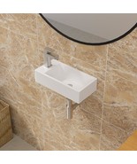 Sarlai Floating Vessel Sink - 15&quot;X7&quot; Wall Hang Small Bathroom Sinks, Lef... - $1,354.25 MXN