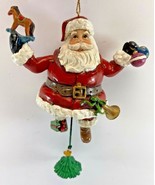 Vintage 6 inch Ceramic Jumping Jack Santa Claus Christmas Ornament - £15.51 GBP