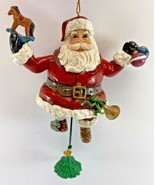 Vintage 6 inch Ceramic Jumping Jack Santa Claus Christmas Ornament - $19.79