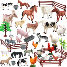 44Pcs Mini Farm Animal Toys Action Figures Bundle Playset For Toddlers And Kids - £30.04 GBP