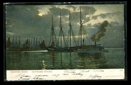 Vintage Postcard UDB Roxbury Station Cancel 1906 Boston Harbor Clipper Ships - £10.07 GBP