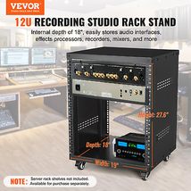 VEVOR 12U AV Rack Stand 500 lbs Capacity Network Stereo Recording Studio... - £73.93 GBP