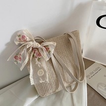 Fashion Women Woven Silk Scarf Bucket  Shopping Bag Ladies Summer Beach Vacation - £86.65 GBP