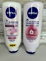 Nivea In Shower Body Lotion Radiant Silk Exfoliate &amp; Moisturize 13.5 oz - 2 PACK - £26.47 GBP