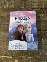 Disney Frozen 32 Valentines With 32 Tattoos And 48 Heart Stickers - $16.71