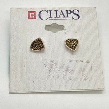 New Chap Pierced Stud Earrings Pave Gold Tone Rhinestones Silver Tone Triangles - £6.32 GBP