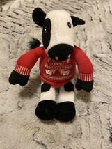 Chick-fil-A Cow Plush Animal Red Christmas Sweater Eat Mor Chikin 8&quot; Tall 2018 - £5.43 GBP