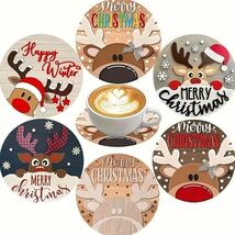 Set of 6 Wooden Christmas Coasters | Heat Resistant - $145.45 MXN