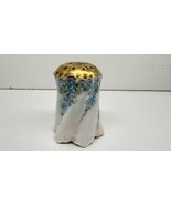 Porcelain Single Salt or Pepper Shaker White w Blue Floral Gold Trim - $8.86