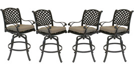 Patio bar stools Set of 4 Outdoor Furniture Nassau Swivel Cast Aluminum Bronze - £1,138.97 GBP