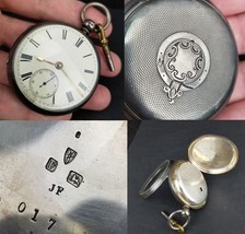 antique Sterling Silver 925 Fusee pocket watch key wind English Lion Pas... - $299.99