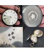 antique Sterling Silver 925 Fusee pocket watch key wind English Lion Pas... - $299.99