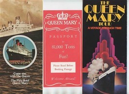 3 Queen Mary Tour Brochures Long Beach California Cutaway View  - $18.81