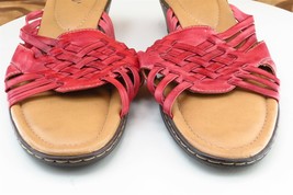 GNW Sz 9 M Red Slide Leather Women Sandals Nicole - £15.73 GBP