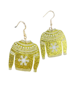 Double Sided Snowflake Design Dangle Earrings - New - Yellow Sweater - $14.99