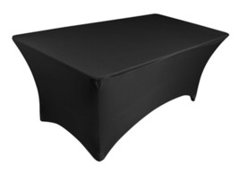 Tektrum 6 ft Long Stretch Spandex Tablecloth/Fit Linen/Fitted Table Cover(Black) - £17.52 GBP